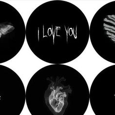 four black and white images with the words i love you