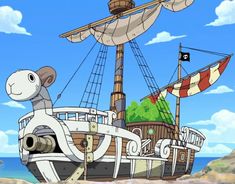 an animated image of a pirate ship in the ocean