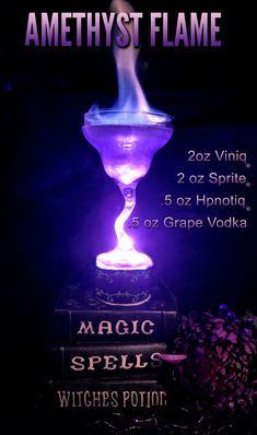 an advertisement for the witch's lamp show, which is lit up in purple and blue