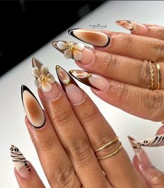 Long Almond Acrylic Nails Chrome, 3d Chrome Nails Almond, Autumn Aesthetic Nails, Fairycore Almond Nails, Aura Nails Stiletto, Chrome Fairy Nails, Fancy Nails Designs, Grunge Nails