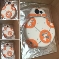 a cake in the shape of a star wars bb - 8