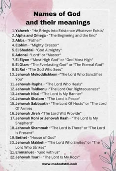 the names of god and their meanings