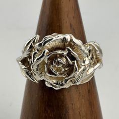 Vintage Sterling Silver Chunky Rose Statement Ring, UK Size N1/2, US Size 6 3/4, EU Size 53 1/4, Stamped Silver, Front Max Width 14.0mm, Weight 7.28 Grams, Lovely Condition Silver Chunky Rings, Rosé Core, Chunky Rings, Vintage Rose, Pretty Jewellery, Statement Ring, Vintage Sterling Silver, Vintage Rings, Band Rings