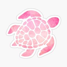 a pink watercolor turtle sticker on a white background