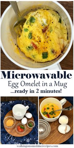 an egg omelet in a mug is ready in 2 minutes and it's ready to be eaten