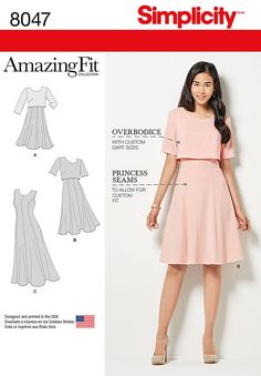 If you're looking for a classic, flattering dress that will see you through every occasion - from parties to weddings - this two-piece gown could be the one! #Simplicity #sewing #pattern 8047 Simplicity Dress, Simplicity Sewing, Simplicity Sewing Patterns, Dress Sewing Patterns, Petite Dresses