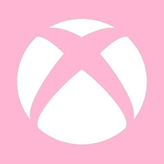 a pink and white logo with the letter x in it's center, against a light pink background