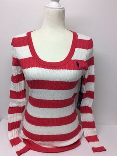 Up for sale is New  U.S. Polo Assn. Women’s Scoop Neck Strip Knit Pullover Sweater Size L  Azalea Mar/White color SEE PICTURES!!! Actual picture what you see is what you get Satisfaction Guaranteed or your money back! FAST SHIPPING SHIPPING Packages are usually shipped within 24 To 48 hours after payment has been received (Excluding Saturday/Sunday/Holidays).  All orders are shipped via USPS or Fedex. No International shipping.    PAYPAL  IS THE ONLY TYPE OF PAYMENT ACCEPTED. We offer  30 Day Re Africa Trip, Shipping Packages, New Uses, Polo Sweater, Saturday Sunday, Knit Pullover, Knitted Pullover Sweaters, Christmas List, Knitted Pullover