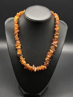 Natural Raw Baltic Honey Cognac Amber Nugget Beaded Necklace 29grams ~ 18" long #finejewelry #preciousmetals Luxury Handmade Baltic Amber Necklace, Cheap Beaded Amber Necklaces, Cheap Amber Necklaces, Luxury Amber Necklaces In Fine Jewelry Style, Thrift Shop, Precious Metals, Cognac, Swift, Amber