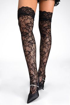 Introducing the Raniyah Lace Thigh Socks, a captivating blend of elegance and allure. These exquisite thigh-high socks feature intricate lace detailing, creating a timeless and sophisticated look that exudes confidence and style. Black Lace Socks, Thigh High Tights, Thigh Socks, Thigh High Stocking, Lace Stockings, Knee Highs, Thigh High Socks, Black Knees, Long Socks