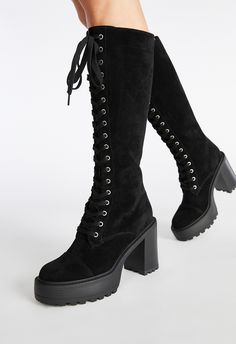 Material: Faux Suede Heel Height: 4.0" Platform Height: 1.5" Shaft Height: 14.0" Closure: Functional Back Zipper Imported Wide Width Boots, Fashion Shoes Boots, Lug Sole Boots, Wide Width Shoes, Wide Calf Boots, Block Heel Boots, Black Caviar, Footwear Design Women, Calf Boots