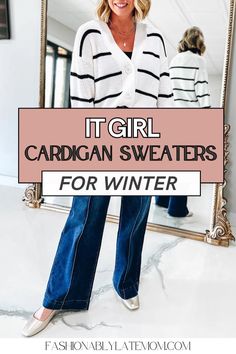 Add a trendy touch to your Women's Winter Outfit with the season's must-have Cardigan styles. This guide highlights the best Women's Sweaters in Women's Fashion, perfect for layering or wearing on their own to stay warm and stylish throughout the cold months. Sports Mom Outfit, Cardigan Styles, Trendy Cardigans, Girls Cardigan Sweater, Business Casual Outfit, Women's Sweaters