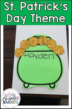 a st patrick's day theme with the name hayden in front of it