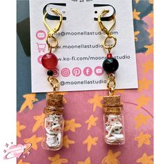 the earrings are made out of glass and cork