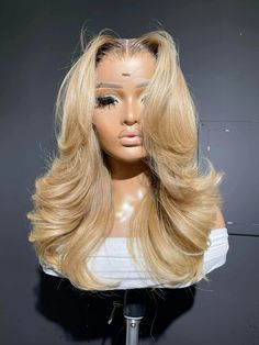 Blonde Hair With Gold Jewelry, Ash Blonde Brown Roots Wig, Black Women Hairstyles Blonde, Blonde On Light Skin Black Women, Dark Roots Honey Blonde Hair, 613 Wig Black Women, Blonde Weave Sew In Black Women, Blonde Wig Highlights, Blonde On Dark Skin Black Women