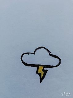 a cloud with a lightning bolt drawn on it