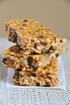 three granola bars stacked on top of each other