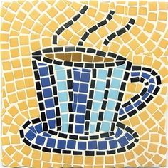 a mosaic tile with a coffee cup on it