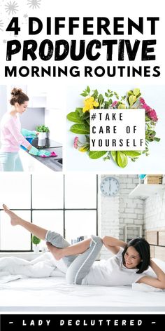 Make your day a productive one with one of these 4 awesome morning routines! Lady Decluttered | Morning Routines Productive Morning Routine, How To Be Productive, Be Productive, Balanced Life