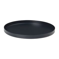 an empty black plate on a white background