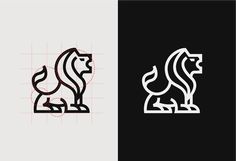 the lion logo is designed in black and white