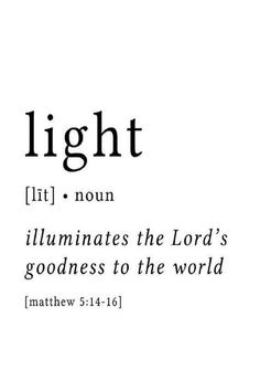 the words light lit and illuminated in black on a white background with text below it