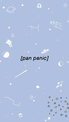 the words japan are written in black on a blue background with small stars and planets