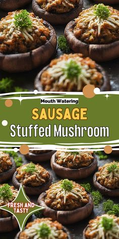 Savory, cheesy, and packed with flavor! These sausage-stuffed mushrooms make the perfect appetizer or snack. Save this crowd-pleasing recipe!

#StuffedMushrooms #EasyAppetizers #SavoryEats #PartyFood