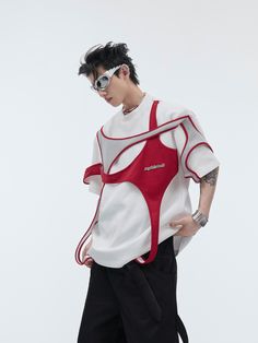 [CULTURE] Double Layer Loose T-Shirt na1210 Ice Shirt, High Heel Sneakers, Twenty Two, Twenty Four, Hoodie Cardigan, Street Look, Vest Shirt, Cross Designs, Athletic Pants