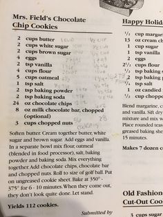 an old recipe book with instructions on how to bake cookies and other desserts