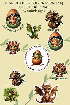 the year of the wood dragon 2012 cute sticker pack by tandesens is here