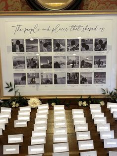 the table is set up with place cards for each guest to write their names on