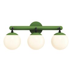 three light green and white track lighting with two bulbs on each end, one bulb turned off