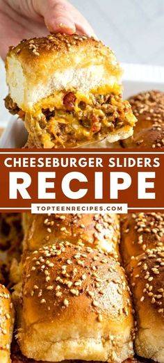 cheeseburger sliders recipe with text overlay