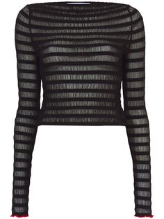 Black Sheer Top, White Label, Sheer Top, Proenza Schouler, Stripe Sweater, Stripes Pattern, Knitted Sweaters, Fashion Branding, Long Sleeves