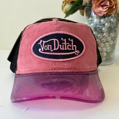 Nwt Von Dutch Vintage Suede Hat Pink Visor Hats One Size, Pink Visor Hat One Size Fits Most, Flat Brim Pink Hat One Size, Pink Flat Brim Hat, One Size Fits Most, Pink Hat With Flat Brim, Casual Pink Baseball Cap For Outdoor, Outdoor Pink Baseball Cap One Size, Pink Outdoor Baseball Cap, Pink Visor Hat