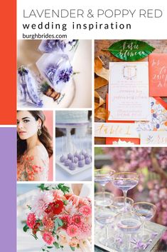 a collage of photos with flowers, candles and wine glasses on them for a wedding reception