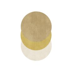 three circles in gold and white on a white background