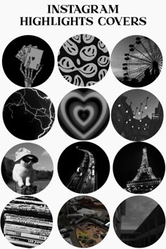 black and white collage with different images in the shape of heart, ferris wheel, eiffel tower