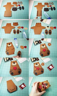 step by step instructions on how to make an adorable bear cut out from cardboard paper