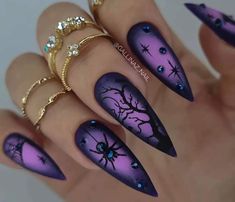 Nails Easter, Holloween Nails, Witch Nails, Witchy Nails, Cute Halloween Nails, Gothic Nails, Fancy Nails Designs, Goth Nails