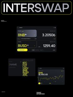 an ad for interswap showing the time and location of each item in its display