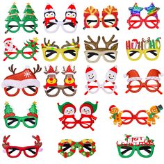 PRICES MAY VARY. 【Package Included】18 pairs of christmas eyeglasses featuring different designs,sufficient for party favors,suitable for your decoration needs. 【Funny design】Rich and funny Christmas elements. You will get snowman eyeglasses, star eyeglasses,Christmas tree eyeglasses, santa glasses, Gingerbread Man glasses, Antlers eyeglasses, Elk eyeglasses,Christmas Hat eyeglasses,Penguin eyeglasses, enough quantity to meet different fashion styles.Human body design comfortable to wear 【Quality Novelty Plastic Costume Accessories For Party, Novelty Party Costume Accessories Made Of Plastic, Fun Plastic Costume Accessories For Party, Fun Carnival Party Supplies As Gifts, Santa Glasses, Funny Christmas Photos, Christmas Photo Booth Props, Man Glasses, Christmas Photo Booth