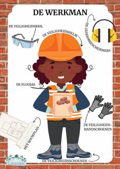 a poster with an image of a woman in construction gear