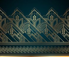 an art deco background with gold and black