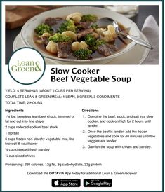 a broccoli beef vegetable soup recipe is shown