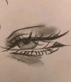 a drawing of a woman's eye with long lashes