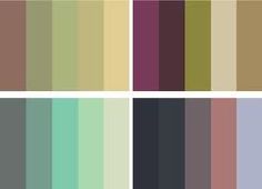 four different shades of green, brown, and blue are shown in the same color scheme