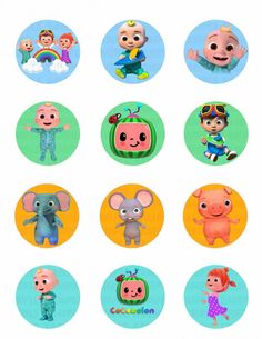 cartoon character stickers with different characters on them