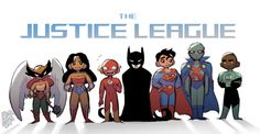 the justice league characters are lined up together